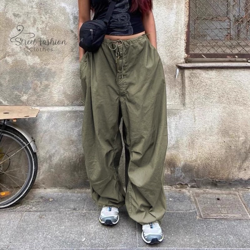 Quần suông cargo nữ dây rút eo thời trang cá tính, trending 2022