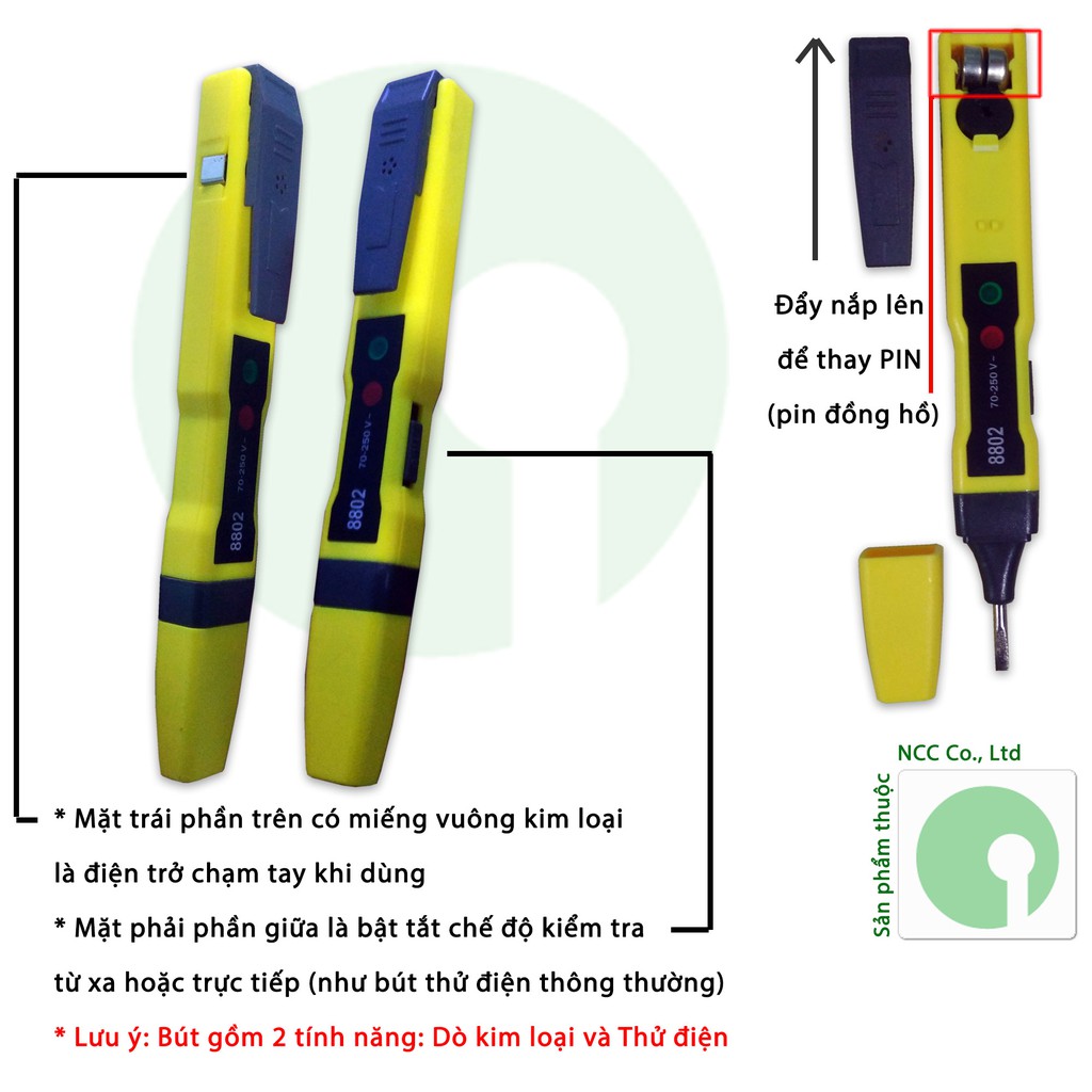 Bút thử điện âm tường nhỏ gọn - thợ điện tại gia không lo chập điện - NDHS-4688-BTD