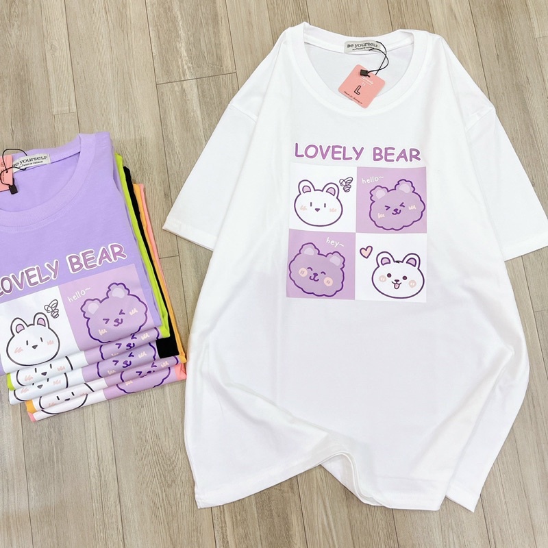 Áo Thun PHÔNG NAM NỮ UNISEX in GẤU LOVELY BEAR CUTE DỄ THƯƠNG - Hình chụp thật