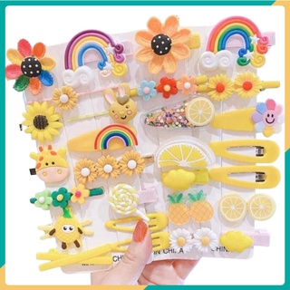 Set 14 cái kẹp tóc mái nhiều họa tiết cho bé gái siêu Cute