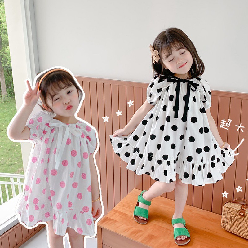 Đầm Công Chúa Chấm Bi Đáng Yêu Hợp Thời Trang Cho Bé Gái