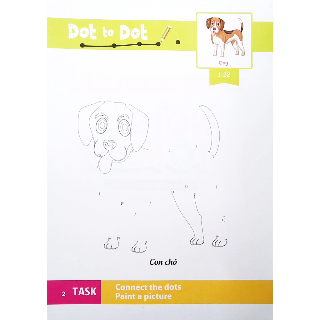 Sách Dot To Dot Coloring Book - Nối Số &amp; Tô Màu - Động Vật Nuôi