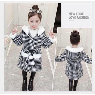 Combo Áo khoác hoạ tiết Houndstooth bé gái