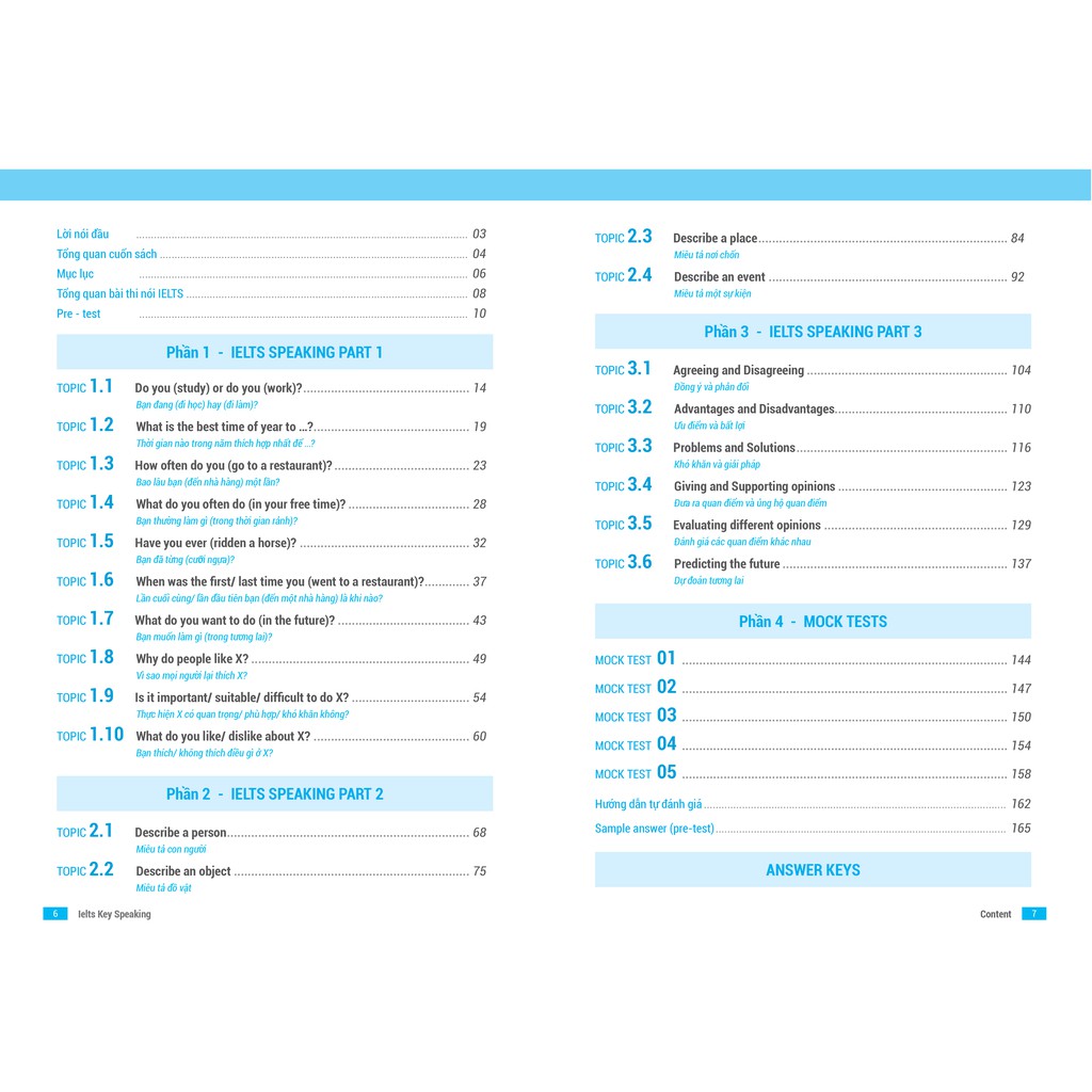 Sách IELTS KEY SPEAKING – Công thức học nhanh IELTS – Speaking part 1, 2, 3