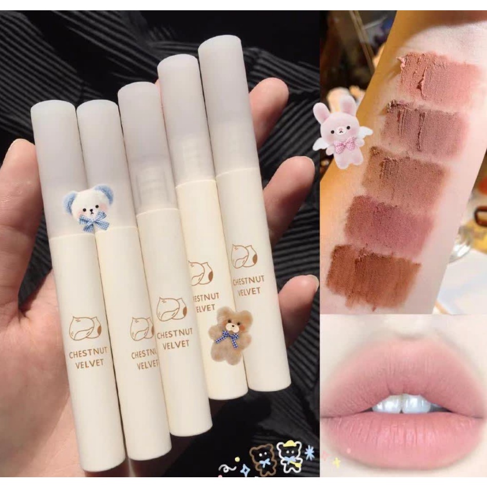 Son Môi Nhung Lì Mềm Mịn Chống Thấm Nước Lâu Trôi