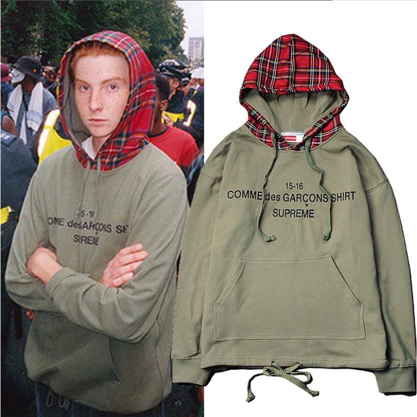 **Áo hoodie tay dài chắp vải cotton họa tiết kẻ sọc phong cách Scottish mới thường ngày cho nam và nữ