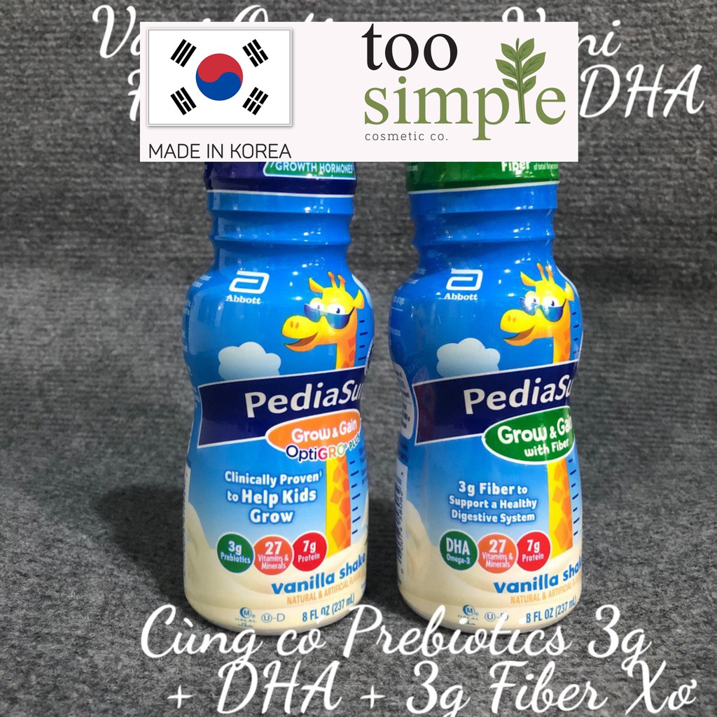 [TooSimple] ❤️ [Date 12/2021] Sữa Pediasure nước Vani, Dâu, Fiber chất xơ, Socola Mỹ 237ml