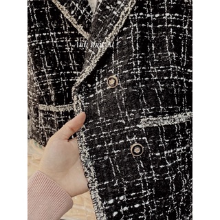 ÁO DẠ TWEED ĐEN VIỀN