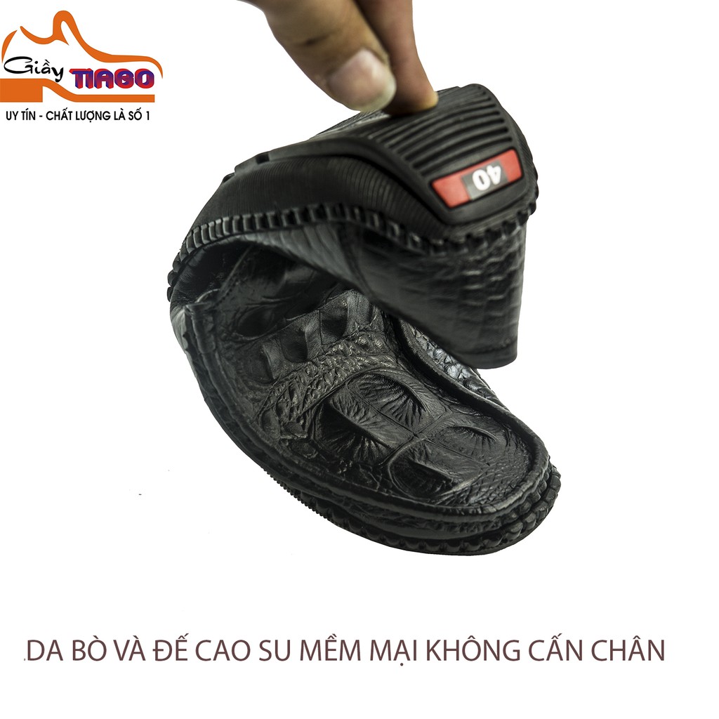 Giày lười giày mọi nam da bò cao cấp, kiểu dáng trẻ trung , dập vân cá sấu , đế khâu 2 lớp siêu bền mới nhất 2021 [cs01]