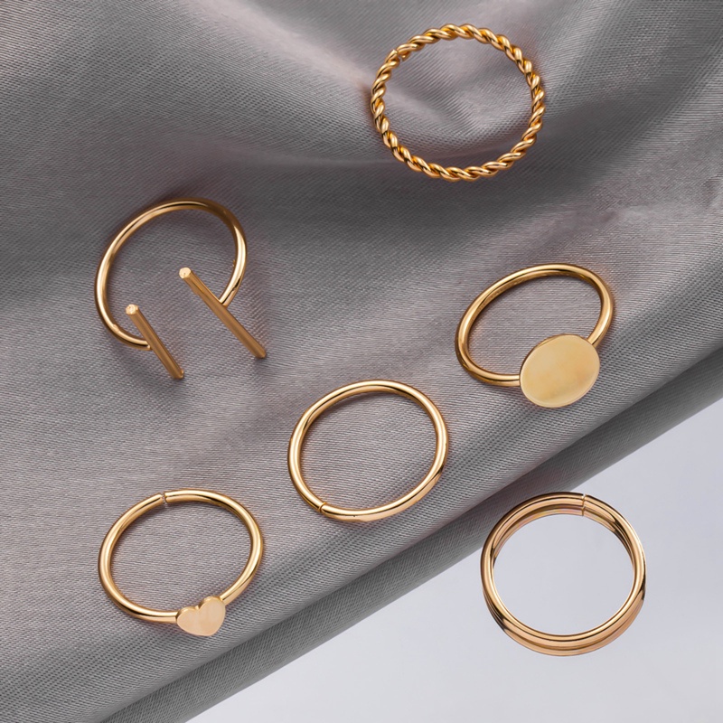 Set 6 Nhẫn Đeo Tay Kim Loại Thời Trang Cho Nữ