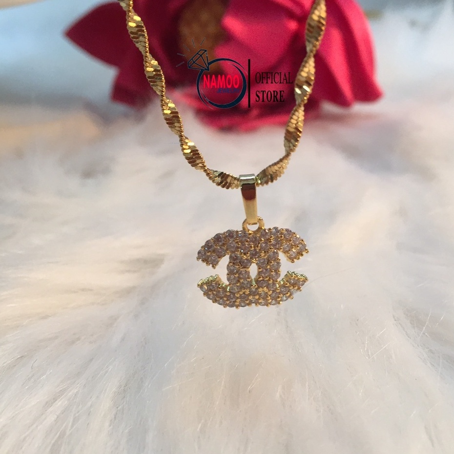 Vòng Cổ Nữ Đính Đá Siêu Bền Màu Mạ Vàng 18k V180 Namoo Jewelry