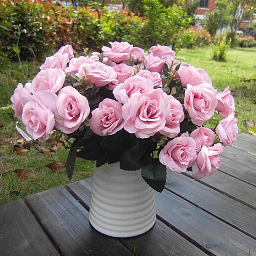 Bó 12 bông hồng giả trang trí như thật độc đáo