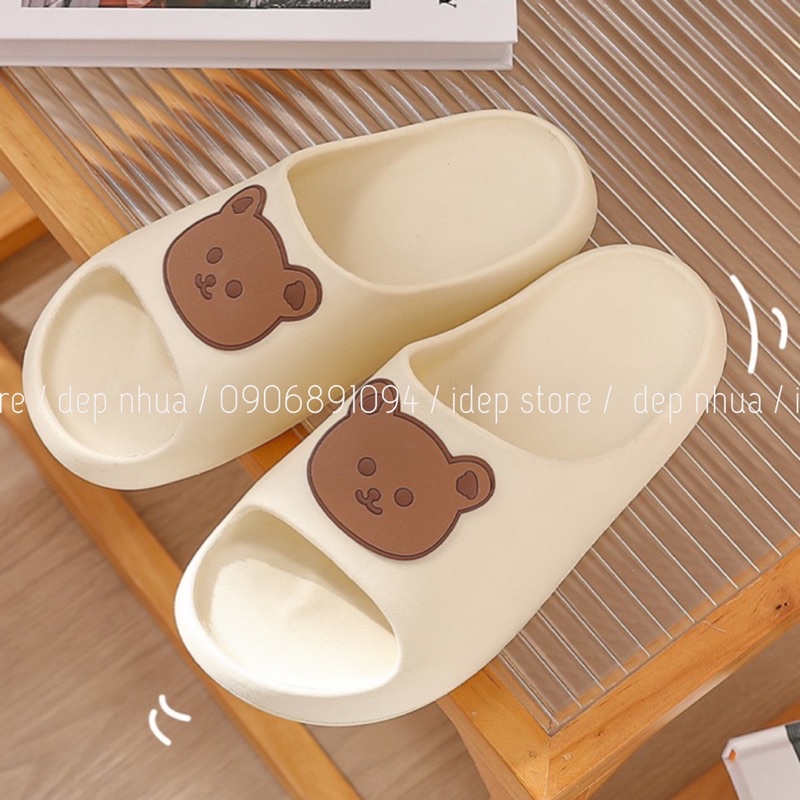 𝐢𝐃É𝐏 𝐃𝐋𝟏𝟓𝟓 Dép bánh mì nữ quai ngang mặt Gấu hoạt hình siêu nhẹ dễ thương đi trong nhà (FORM NHỎ)