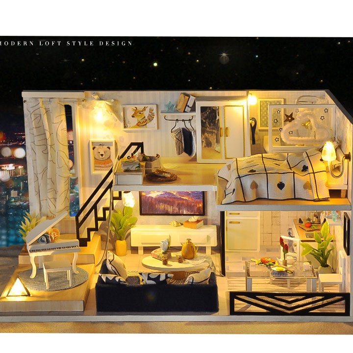 Mô Hình Nhà Gỗ Diy Size Lớn Tianyu TD32 LOFT Tặng Keo + Mica