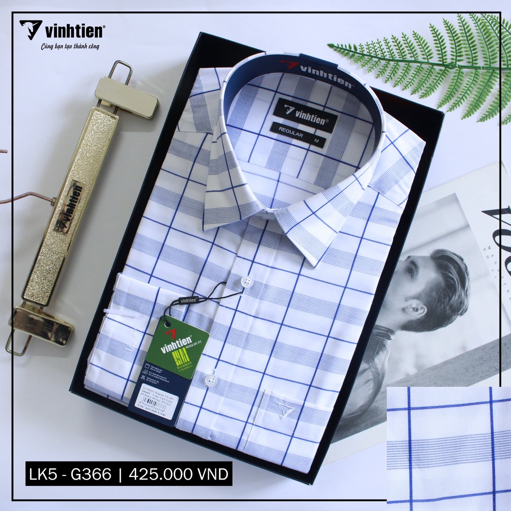 Áo Sơ Mi Dài Tay Caro Vải Bamboo Form Regular Vĩnh Tiến 425 | BigBuy360 - bigbuy360.vn