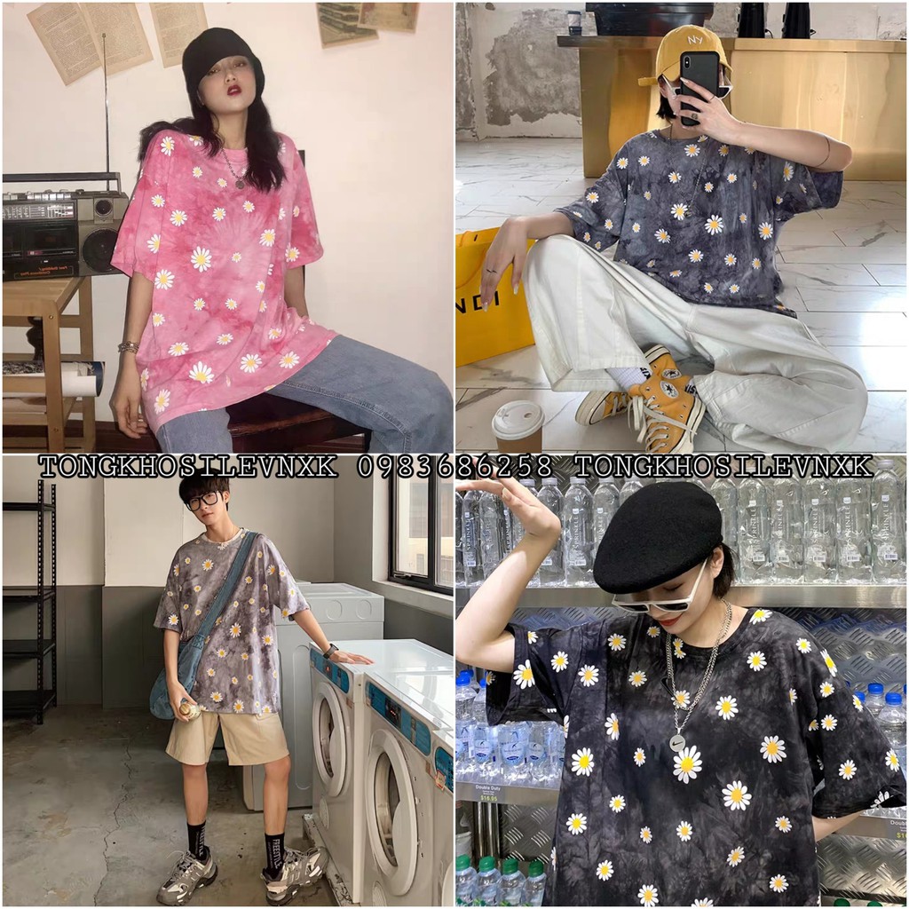ÁO THUN LOANG HOA CÚC OVERSIZE - ÁO PHÔNG FORM THỤNG TAY LỠ DÁNG RỘNG LOANG MÀU