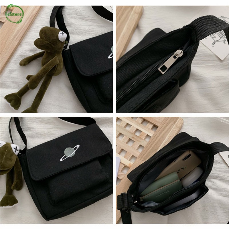 Túi Đeo Chéo Canvas Thêu Hình Ngôi Sao Thời Trang Nữ Tính