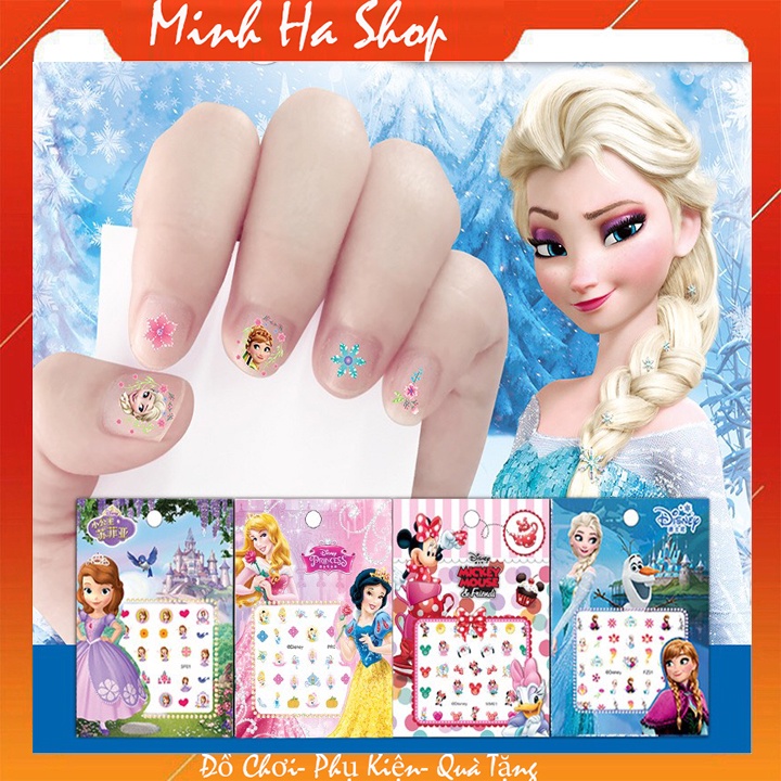 Set dán móng tay 3D công chúa Elsa mẫu mới đáng yêu cho bé