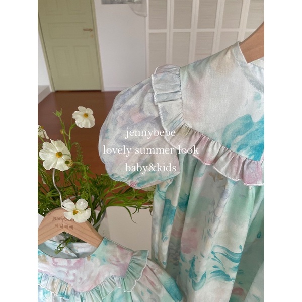 Váy Bé Gái Cao Cấp Mùa Hè và Bodysuit Style Vintage Hàn Quốc Hoạ Tiết Độc Lạ Jennybebe