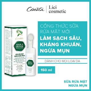 Sữa rửa mặt AHA Detox 150ml, sữa rửa mặt giúp tạo bọt, kiềm dầu