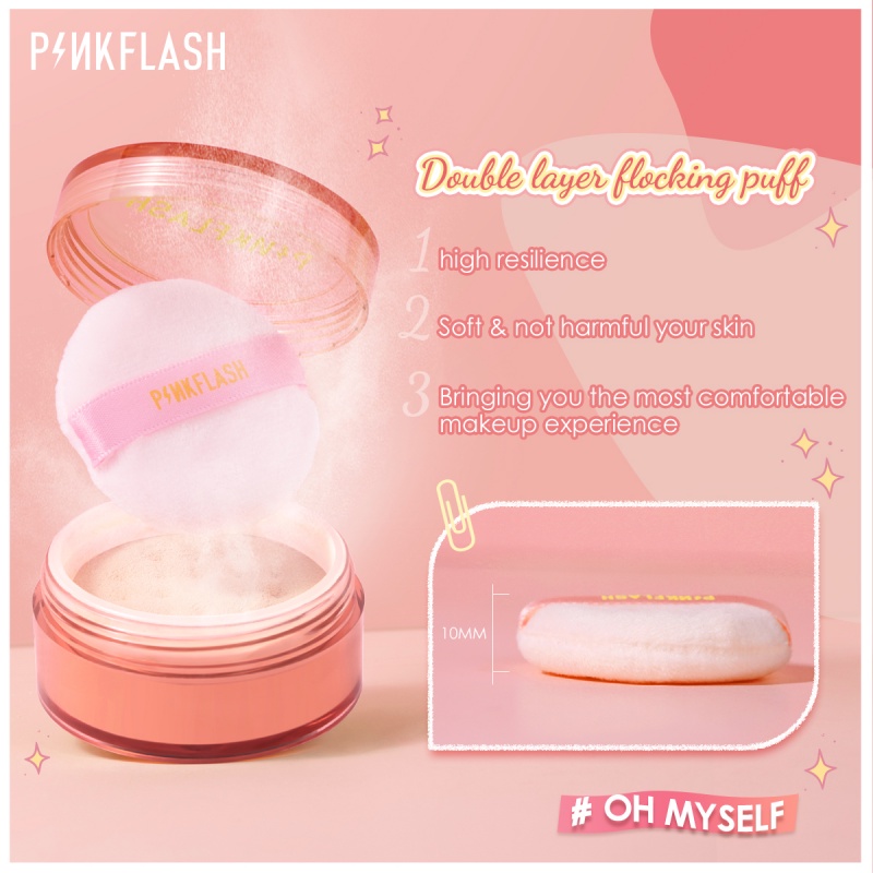 Phấn phủ trang PINKFLASH điểm kiềm dầu nhung mịn kéo dài cả ngày