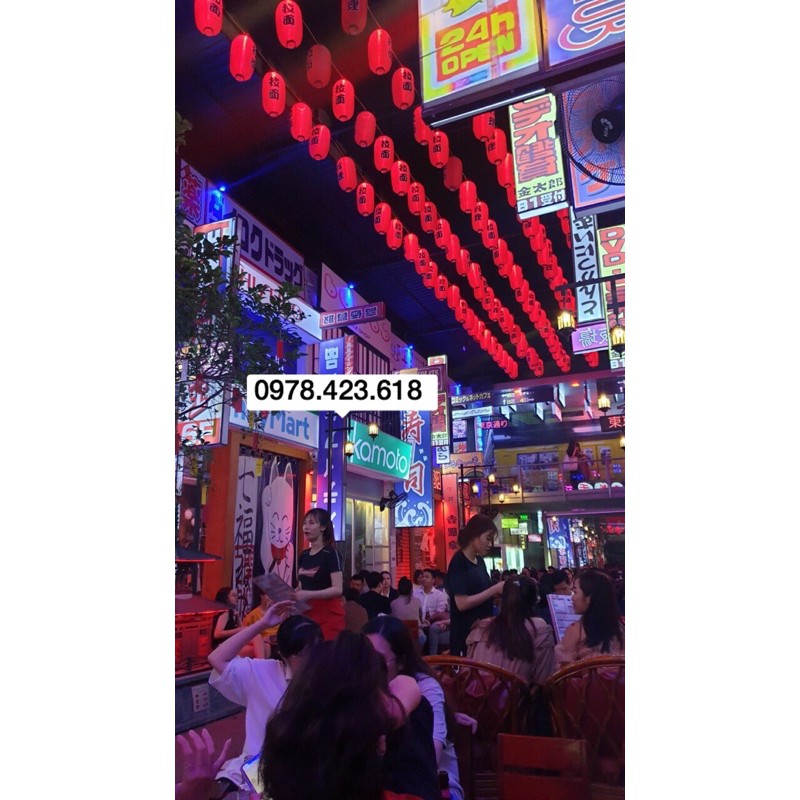 Đèn lồng in chữ Nhật Bản - Hồng Kông Trung Quốc  trang trí nhà hàng, lễ hội, khu du lịch, quán cafe ngoài trời