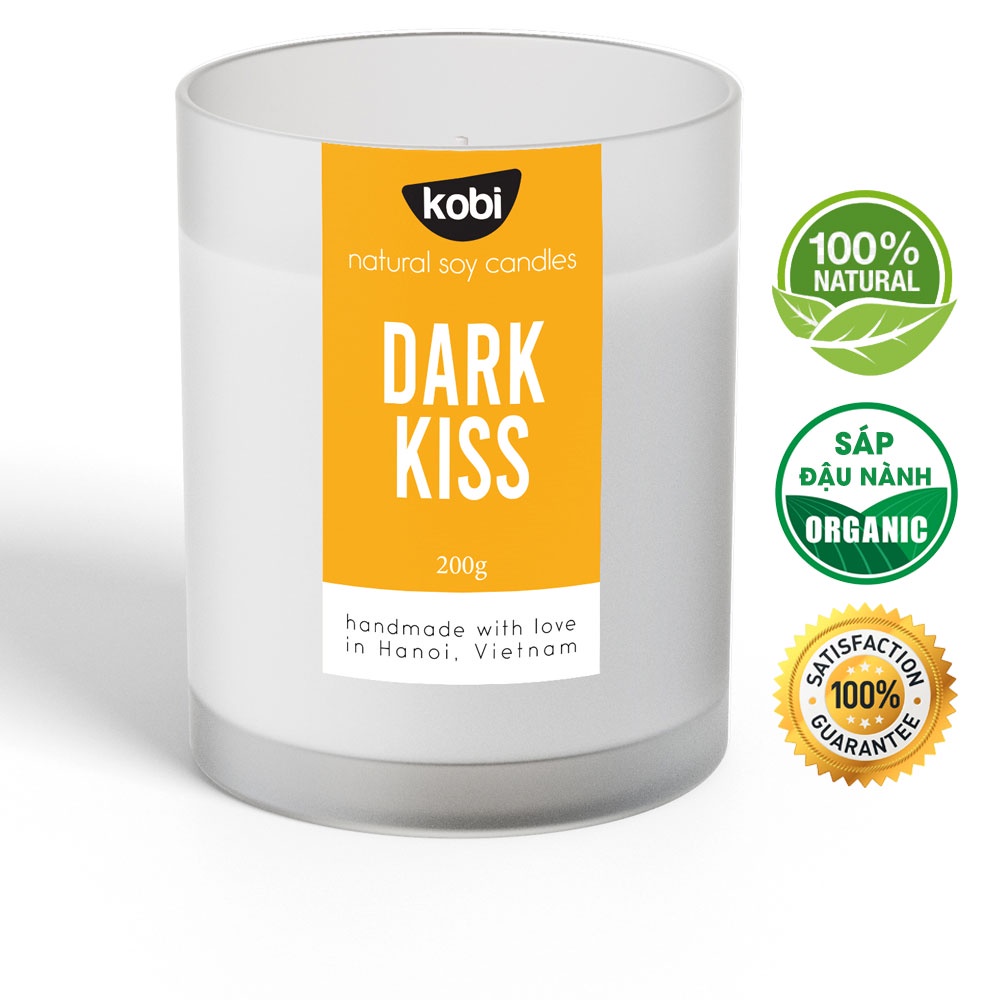 Nến thơm Kobi Dark Kiss cao cấp làm từ 100% sáp đậu nành, giúp giảm stress, sang trọng, tinh tế -200g