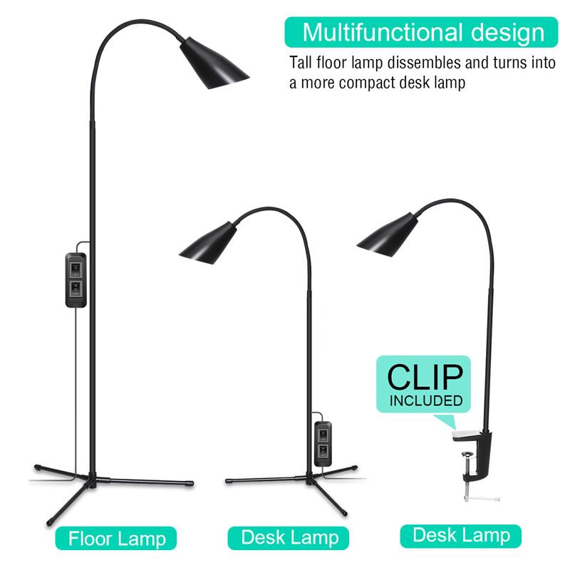 USB 3-In-1 Adjustable LED Floor Lamp Light Modern Standing Reading with Flexible