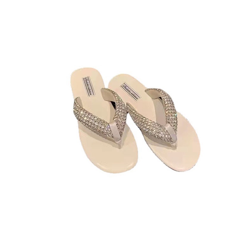 Dép đế bằng IELGY đính đá thời trang đơn giản cho nữ