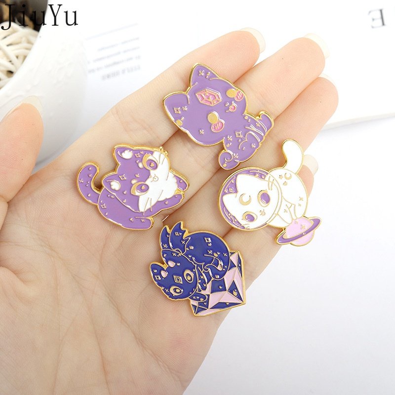 Ghim Cài Áo Hình Phù Thủy / Mèo / Bí Ngô Halloween Tráng Men Sáng Tạo