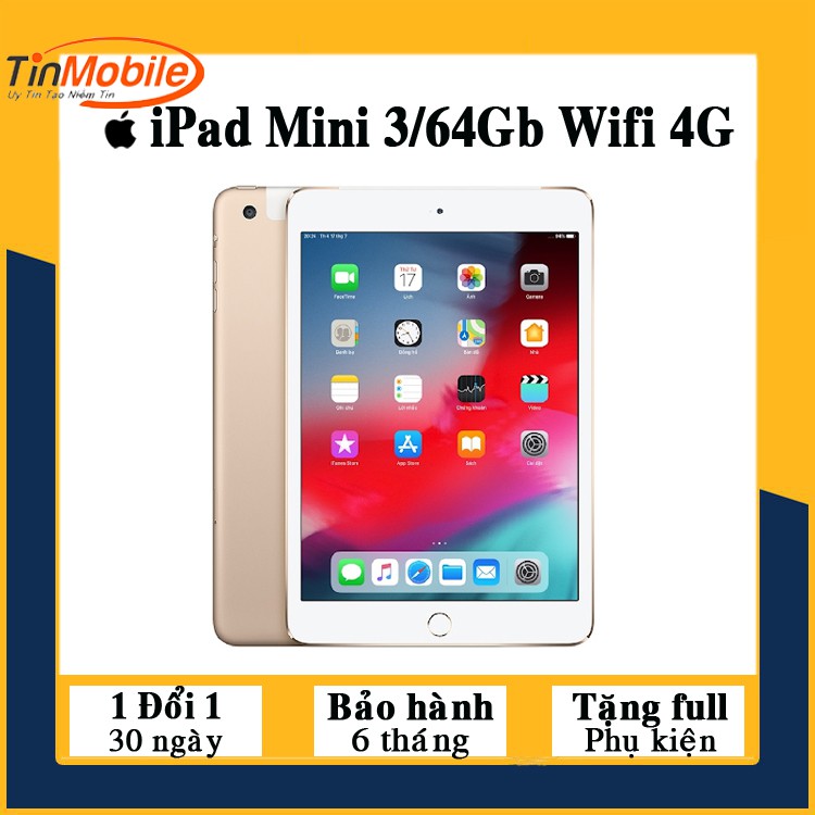 Máy Tính Bảng iPad Mini 3 - 16Gb/ 64Gb (4G + Wifi) -Zin Đẹp Tặng Full PK | BigBuy360 - bigbuy360.vn