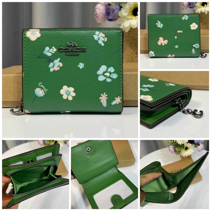 Ví C0ach Snap Floral Print trẻ trung full màu