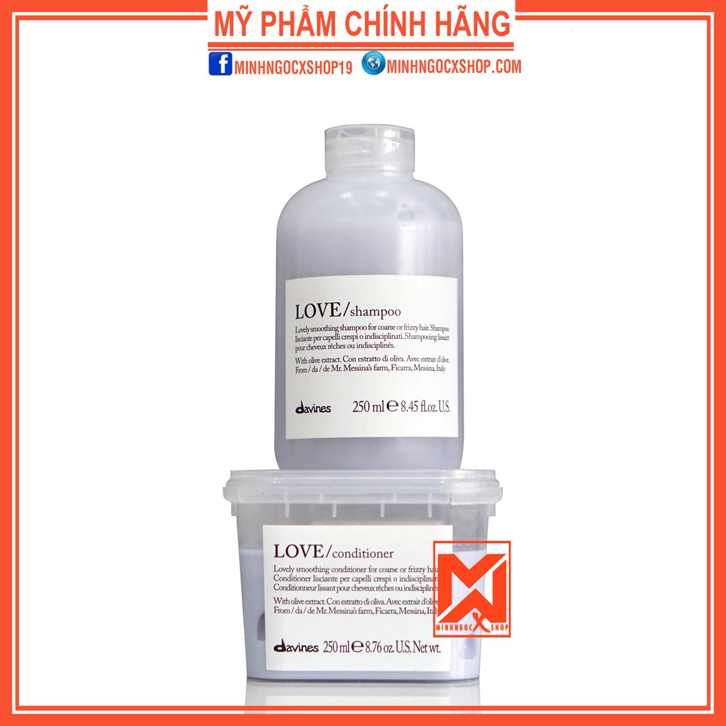 Dầu gội xả siêu mượt DAVINES LOVE SMOOTHING 250ml chính hãng