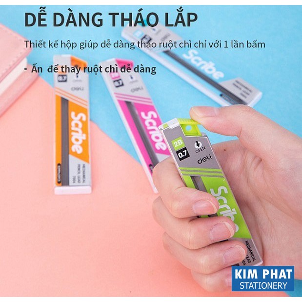 Ruột bút chì kim bấm, ngòi chì 2B Deli