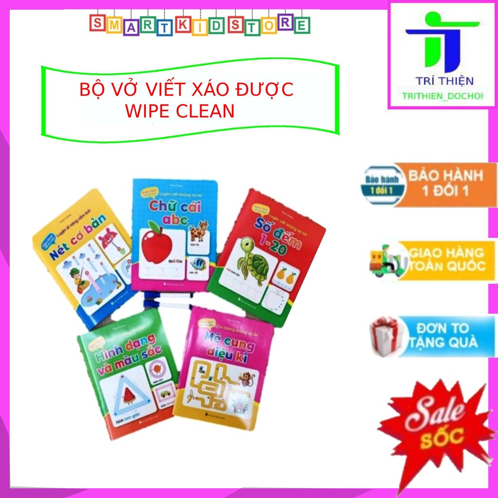 Bộ Vở Viết Xóa Được - Wipe Clean: Làm Toán Không Sợ Sai Và Đánh vần Tiếng Việt