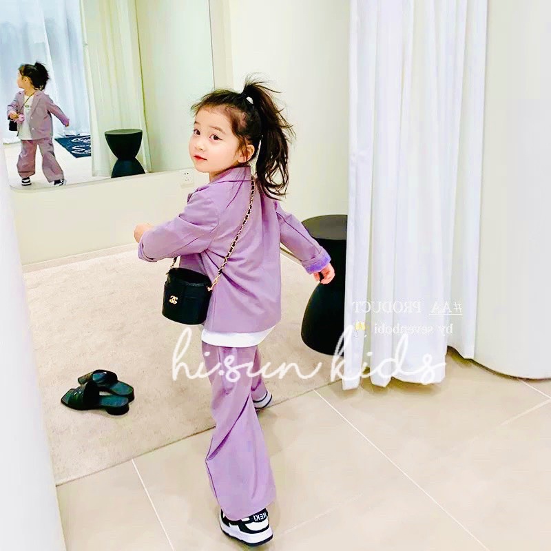 Set bộ vest tím hisun cho bé gái size từ 12-28 cân