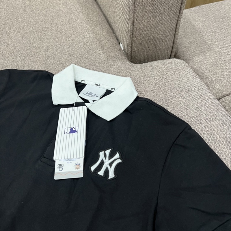 |ẢNH THẬT| ÁO POLO M L B ĐEN TRẮNG LOGO THÊU