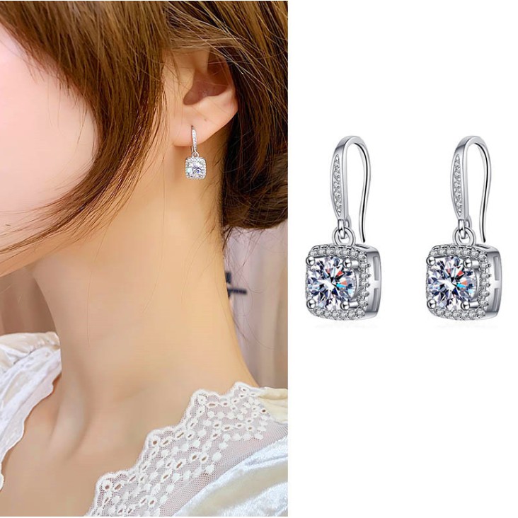 Bộ Trang Sức Mạ Bạc 925 Đính Đá Mozanstone One carat Mozanstone