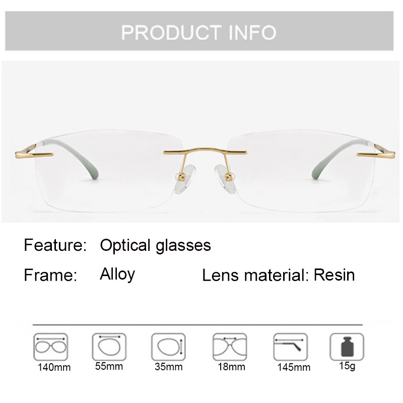 Mắt kính tròng không viền hợp thời trang cho nam