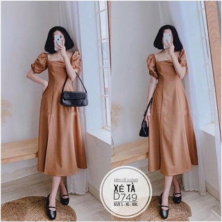 🌈[BIGSIZE] D749 MS44 ĐẦM CỔ VUÔNG XẺ TÀ