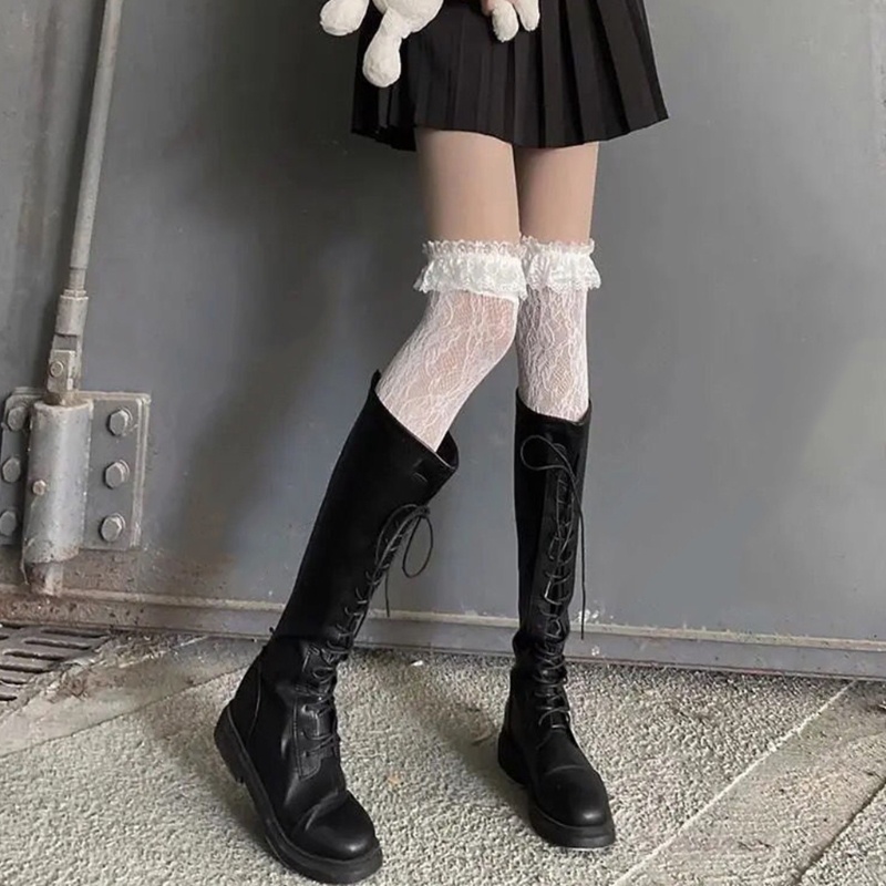 Vớ lưới dài qua gối phong cách lolita Nhật Bản quyến rũ tùy chọn màu sắc cho nữ