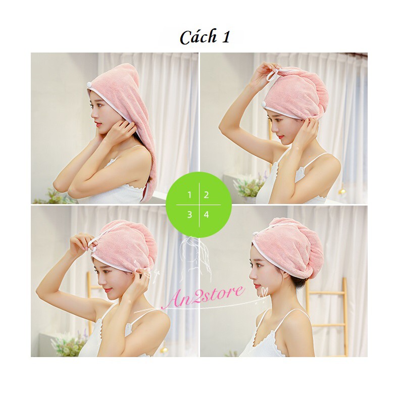 Khăn quấn khô tóc SIÊU THẤM - khăn lau đầu khăn ủ tóc khô siêu nhanh - loại dày