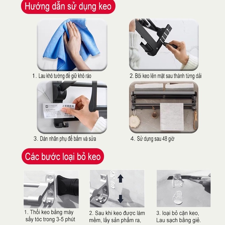 Giá đựng đồ GUANCHUANG gắn tường nhà tắm không cần khoan tiện dụng