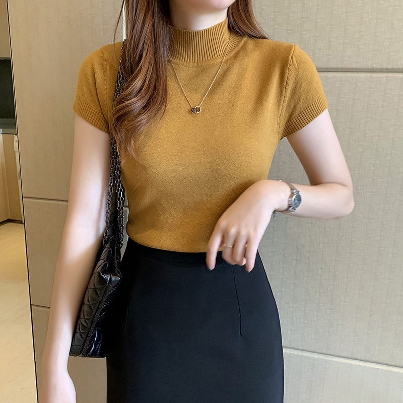 Áo Sweater Mỏng Tay Ngắn Cổ Cao Thời Trang Mùa Hè 2020 Dành Cho Nữ | BigBuy360 - bigbuy360.vn