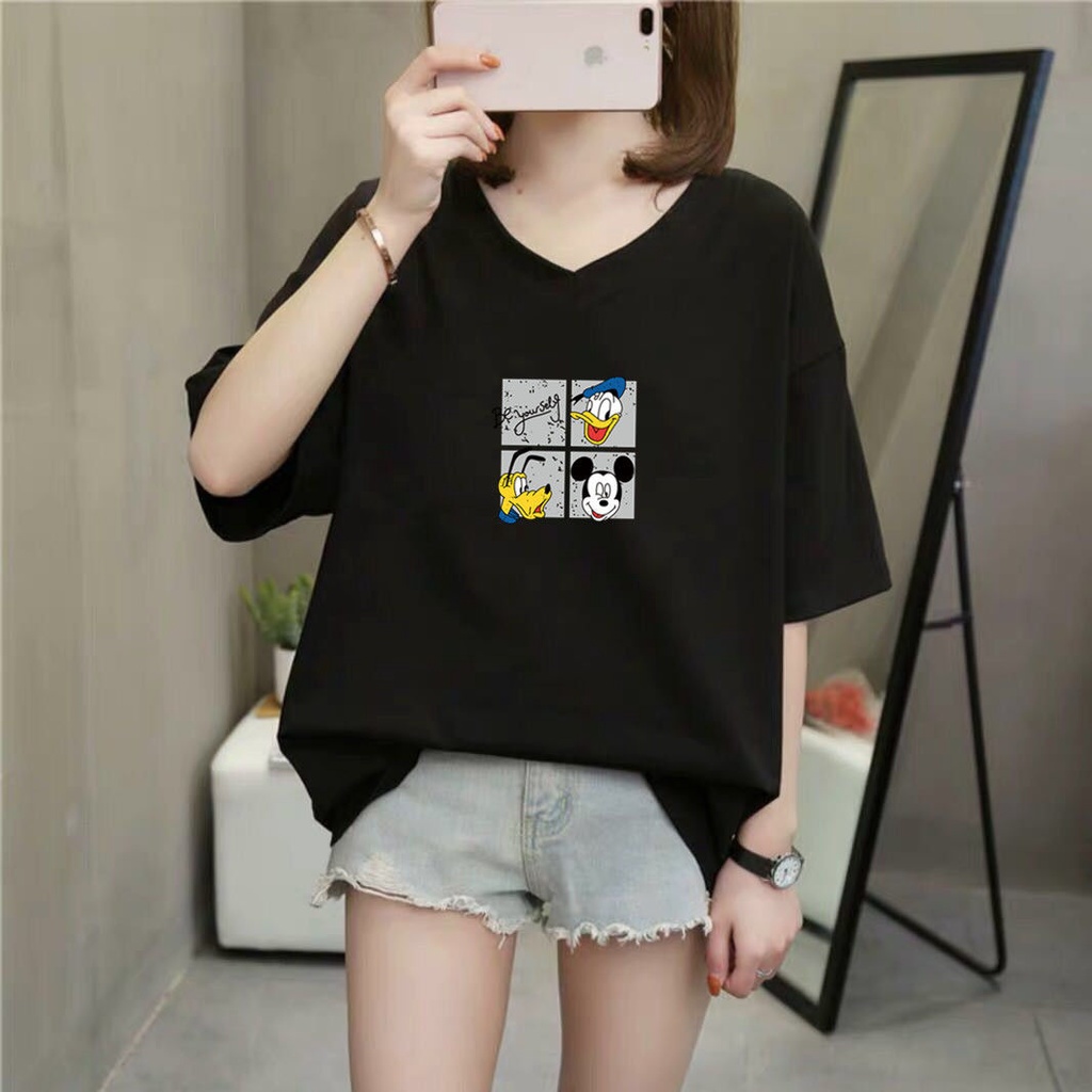 Áo Thun Dáng Rộng Cổ Chữ V Tay Ngắn Có Size Lớn 40-150KG C8458