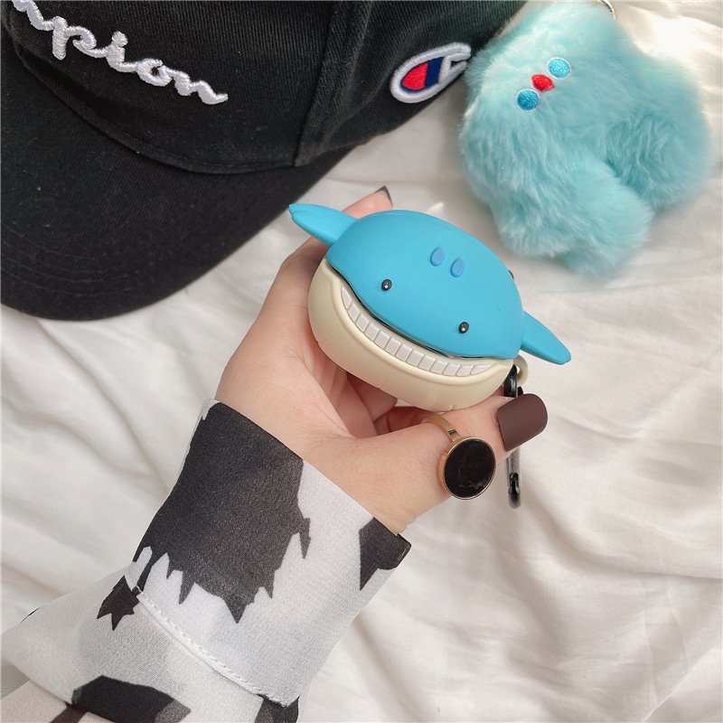 Vỏ bảo vệ hộp sạc tai nghe không dây bằng silicon hình cá mập 3d cho samsung galaxy buds 2 buds