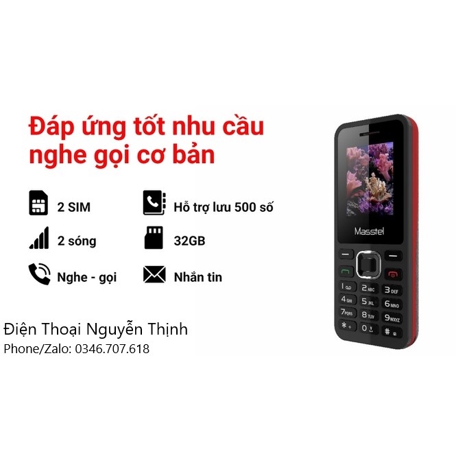 Masstel izi 125 Điện Thoại Chữ To Nghe Nhạc
