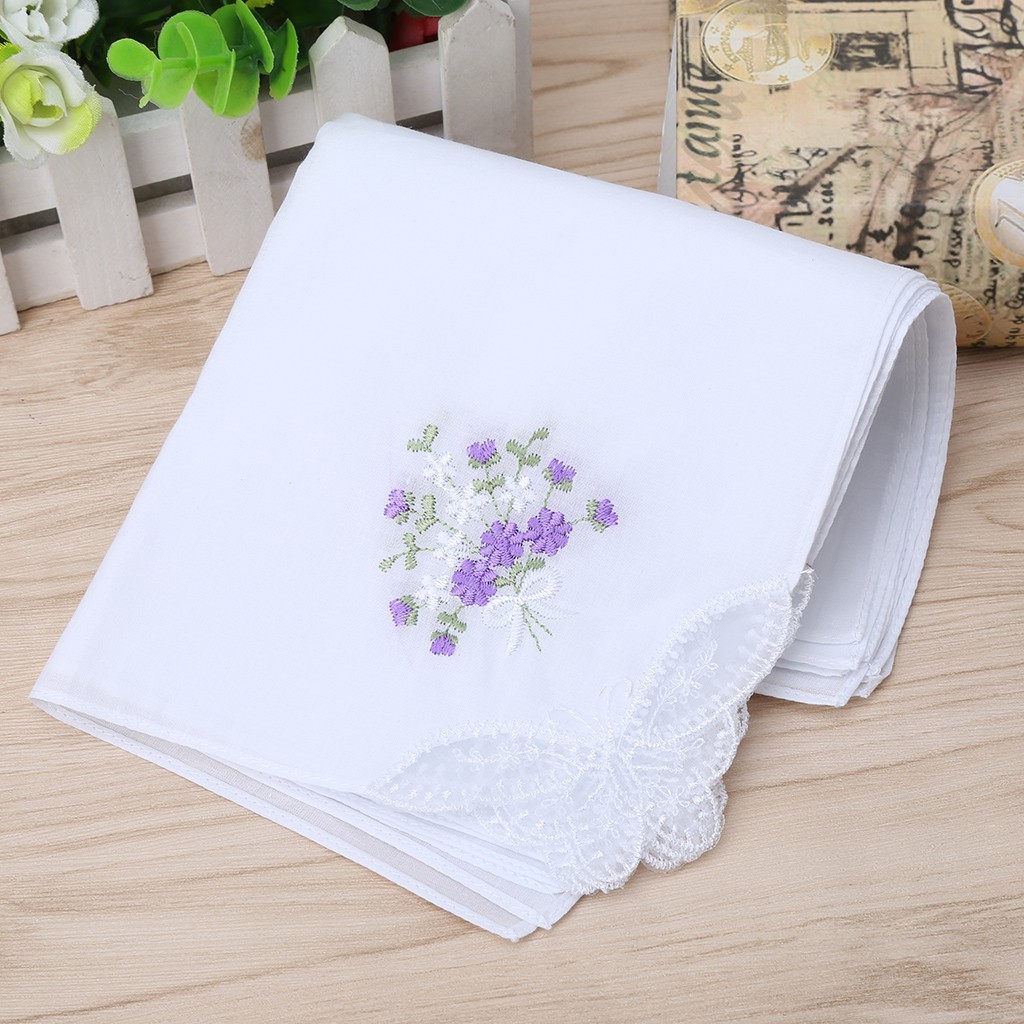 Set 6 chiếc khăn tay thêu ren phong cách cổ điển dành cho nữ