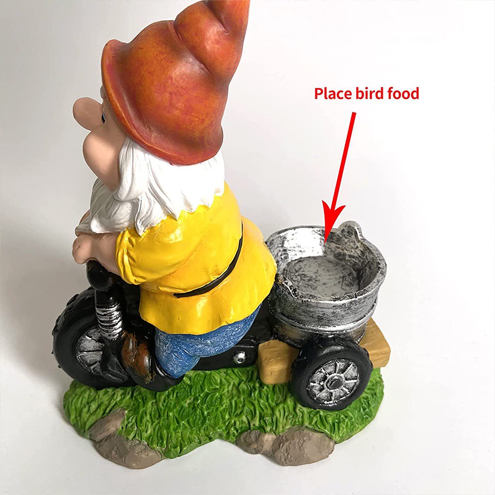 FENGLIN💐 Funny Funny Resin Figurines Home Decor Bird feeder Garden Gnome Riding Pedicab Tricycle Naughty Miniature Indoor Outdoor Lawn Statue Courtyard Resin Figurines