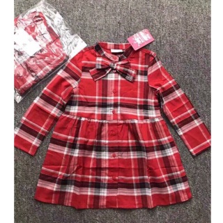 Size 8T - Váy dài tay EPK kẻ đỏ xuất dư xịn cho bé gái